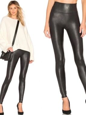 SPANX Black Faux Leather Jeggings